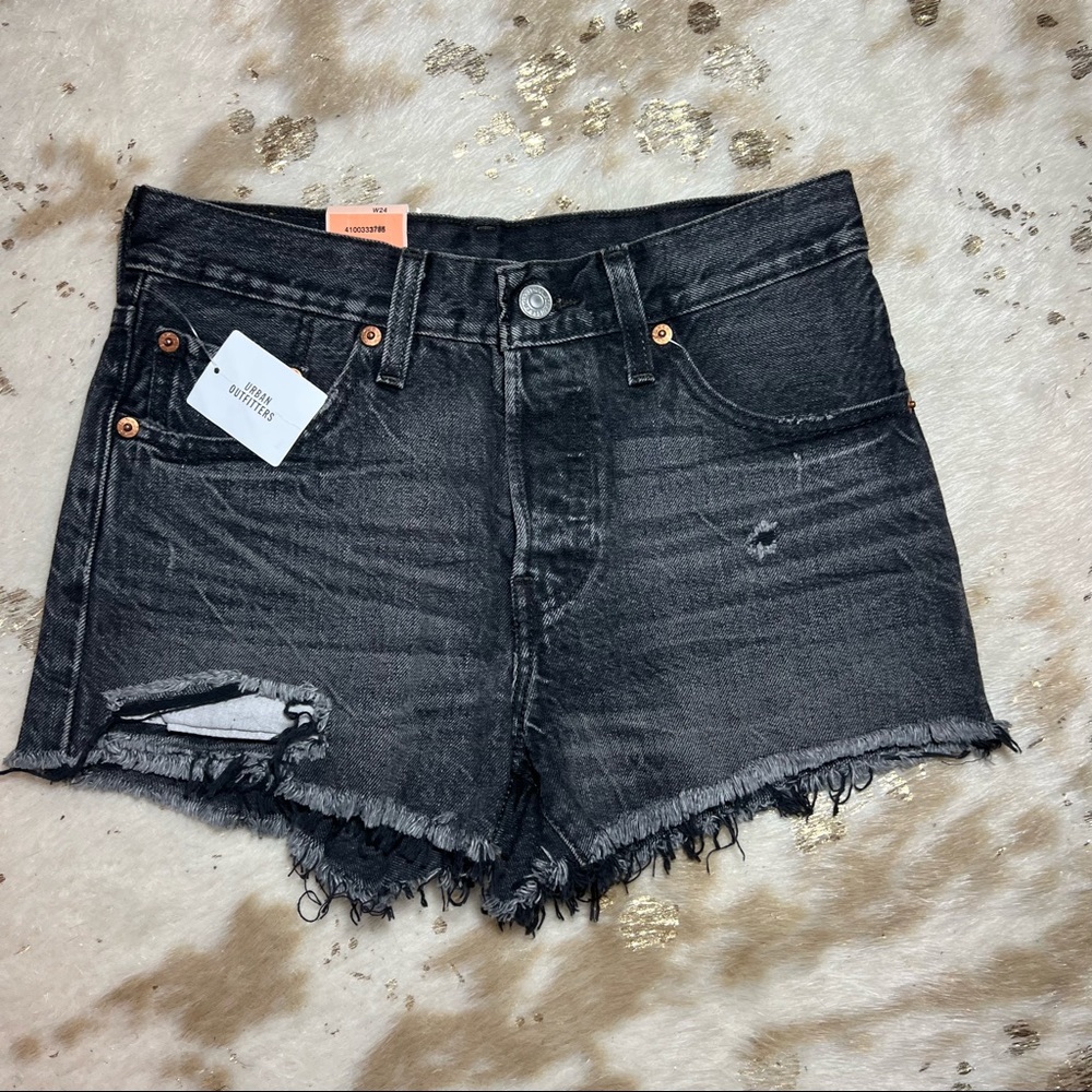 Levi’s button-fly distressed shorts